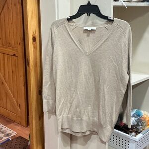 LOFT Beige V-Neck Sweater